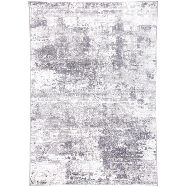 World Rug Gallery Distressed Modern Abstract Gray 7 ft. 10 in. x 10 ft. Area Rug