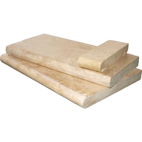 MSI Tuscany Beige 5 cm x 16 in. x 24 in. Brushed Travertine Pool Coping (40-Piece / 106.8 Sq. ft. / Pallet)