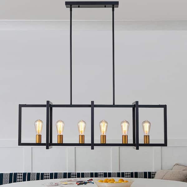 HUOKU LIBERTAB 6-Light Black Kitchen Island Pendant Light