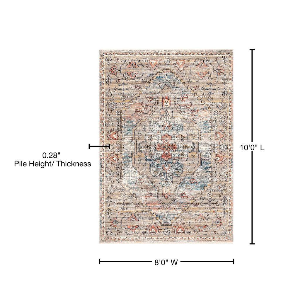 Regal Charm Gray Synthetic 8' x 10' Medallion Area Rug