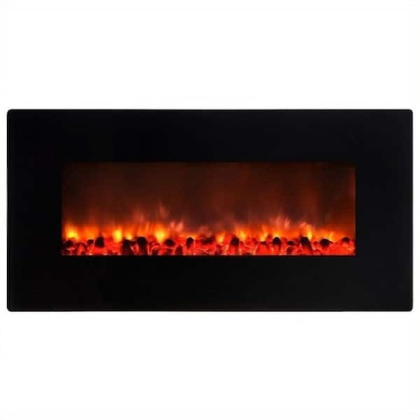 Unbranded Little Heater 36 in. Wall-Mount Electric Fireplace in Gloss Black