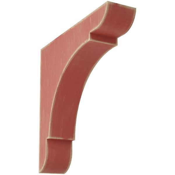 Ekena Millwork 1-3/4 in. x 8 in. x 8 in. Salvage Red Medium Olympic Wood Vintage Decor Bracket
