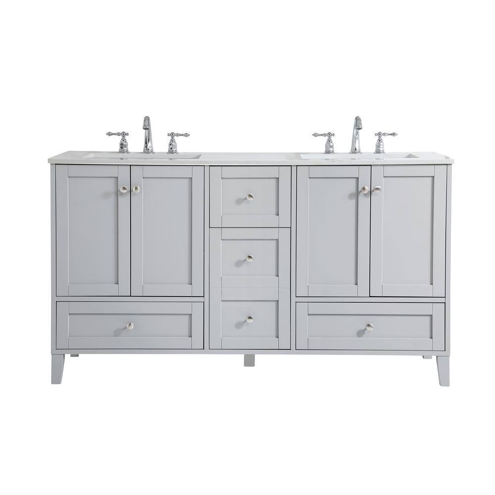 Sommerville 60" Gray Double Quartz Top Bathroom Vanity