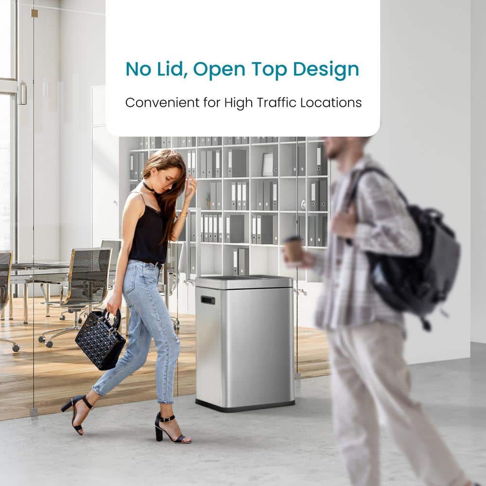13 Gallon Stainless Steel Dual Compartment Touchless Trash Can