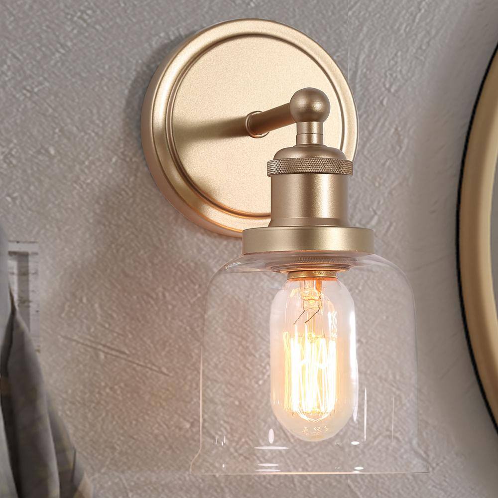 Uolfin Modern Gold Bedroom Wall Lights 1Light Bell Bathroom Vanity