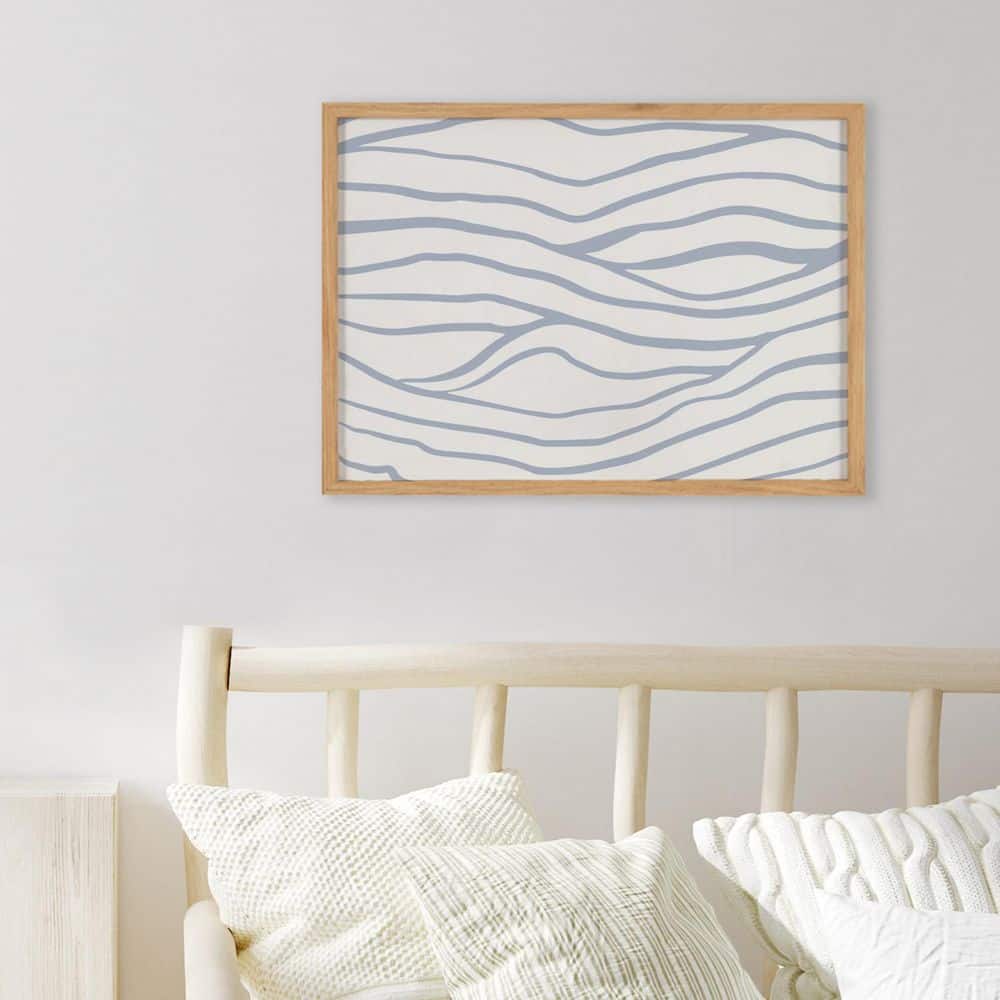 Natural Oak Framed Coastal Waves Abstract Print, 16x12