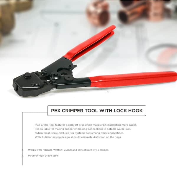 PEX CINCH CRIMP CRIMPING TOOL With 30 1/2 and 3/4 SS CLAMPS 