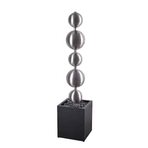 Quentin 51 in. Stainless Steel and Black Floor Fountain
