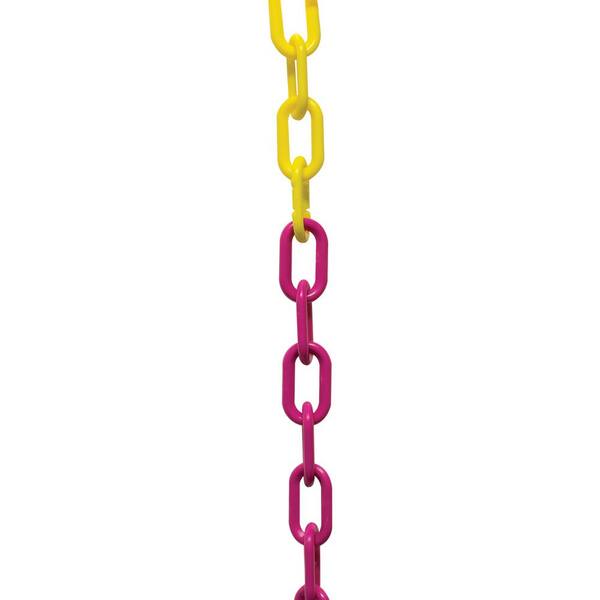 Mr. Chain 2 in. x 100 ft. Heavy-Duty Plastic Chain in Bi-Color Yellow/Magenta