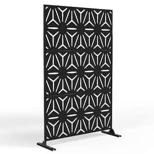 76 in. x 47.2 in. Metal Black Outdoor Privacy Screen Star Patern