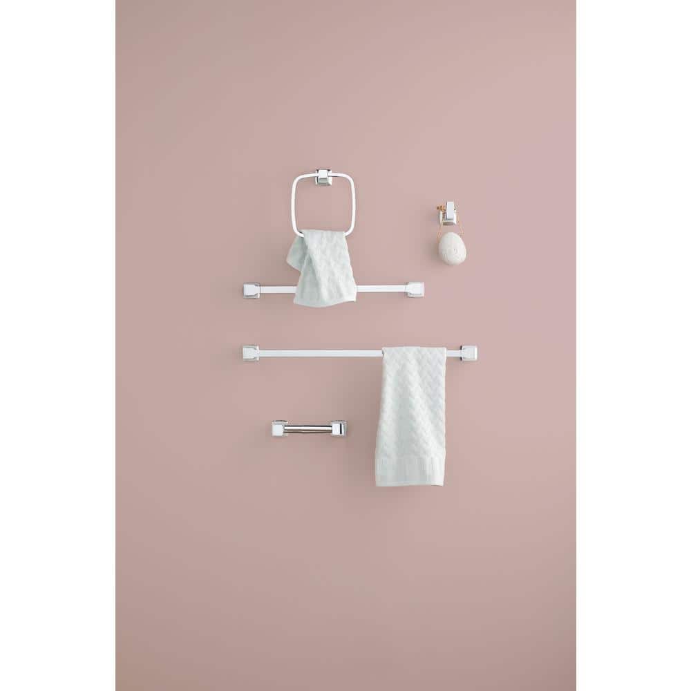Polished Chrome Rectangular Wall Mounted Towel Ring