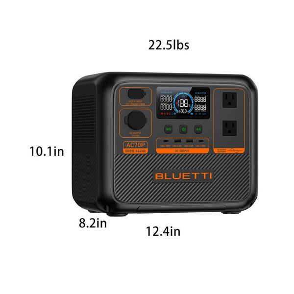 BLUETTI 1000-Watt Continuous/2000W Peak Output Power Station AC70P