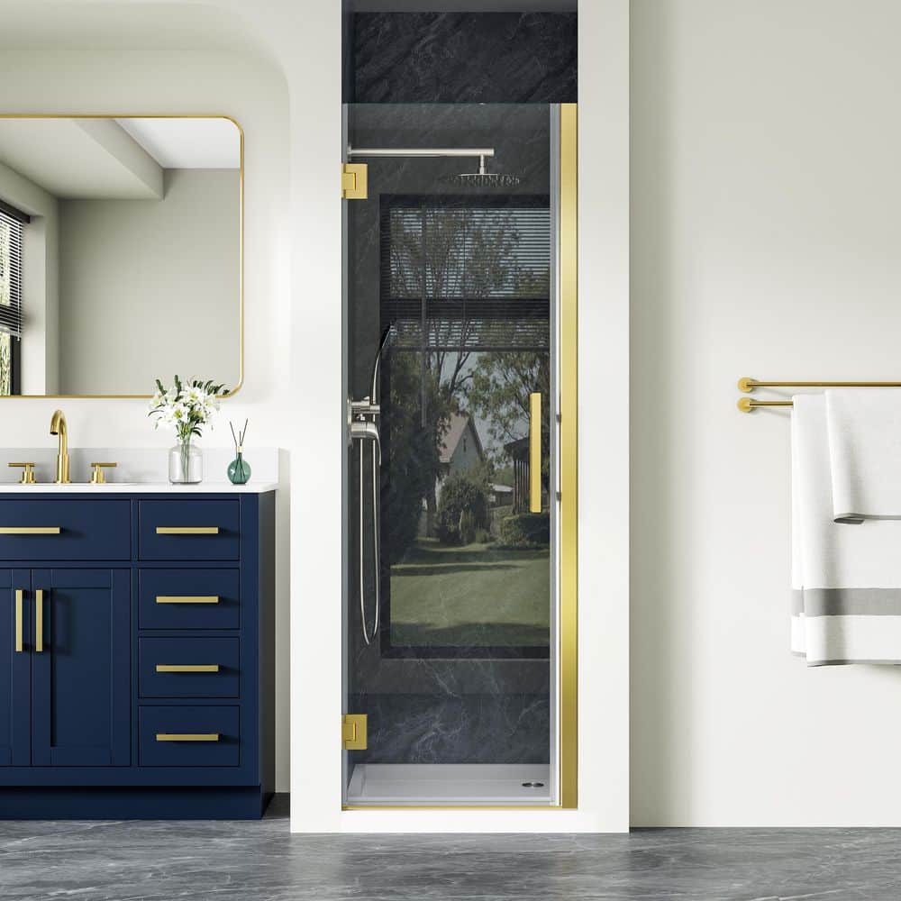 UF 25 in.-26 in. x 72 in. H Hinged Frameless Shower Door in Brushed Gold with Clear Glass price history on PriceWatchPro