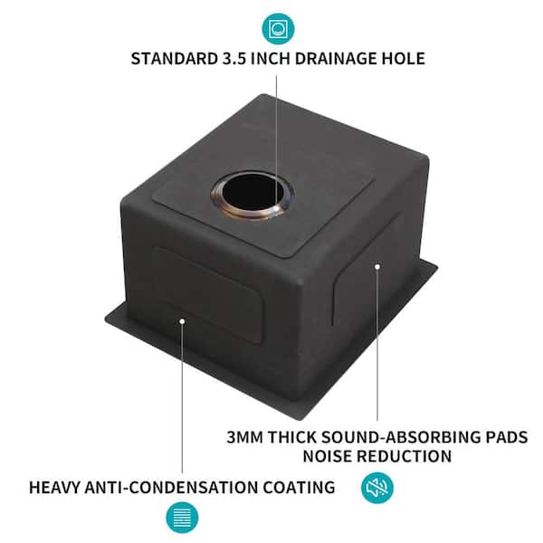 Xzkai 15 in. Undermount Single Bowl 10 in. Deep Stainless Steel