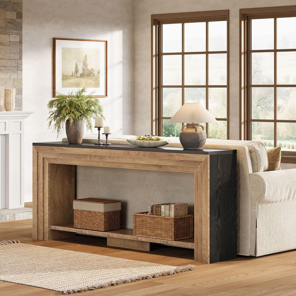 Turrella 70.9 in. Rectangle Light Brown Wood Console Table for Living Room, Entryway, Hallway price history on PriceWatchPro