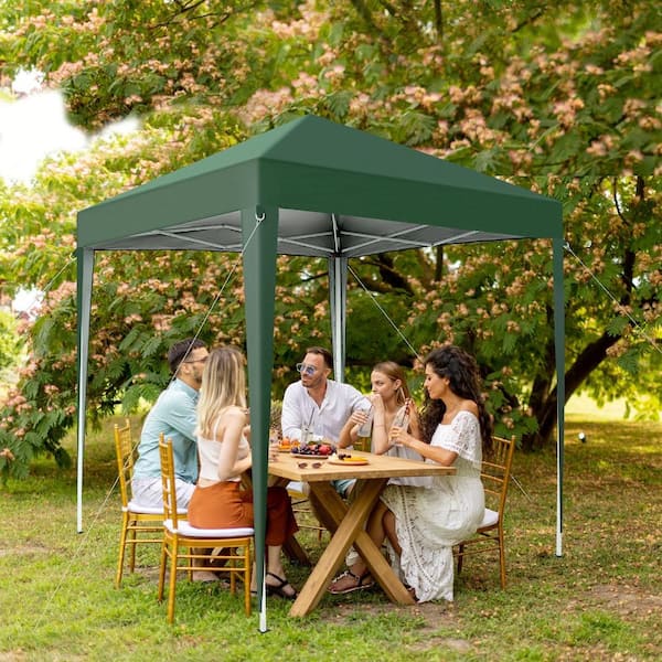 Otryad 7 ft. x 7 ft. Green Canopy Tent with Two Doors & Two