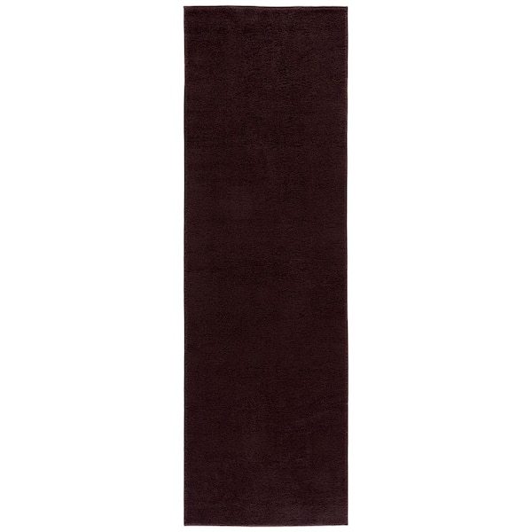 Boucle Brown 3 ft. x 8 ft. Machine Washable Solid Runner Rug