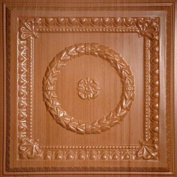 Unbranded Evangeline Faux Wood-Caramel 2 ft. x 2 ft. Lay-in or Glue-up Ceiling Panel (Case of 6)