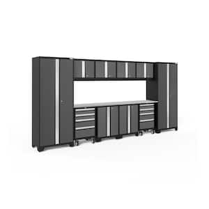 Bold Series 12-Piece 24-Gauge Stainless Steel Garage Storage System in Charcoal Gray(156 in. W x 76.75 in. H x 18 in. D)