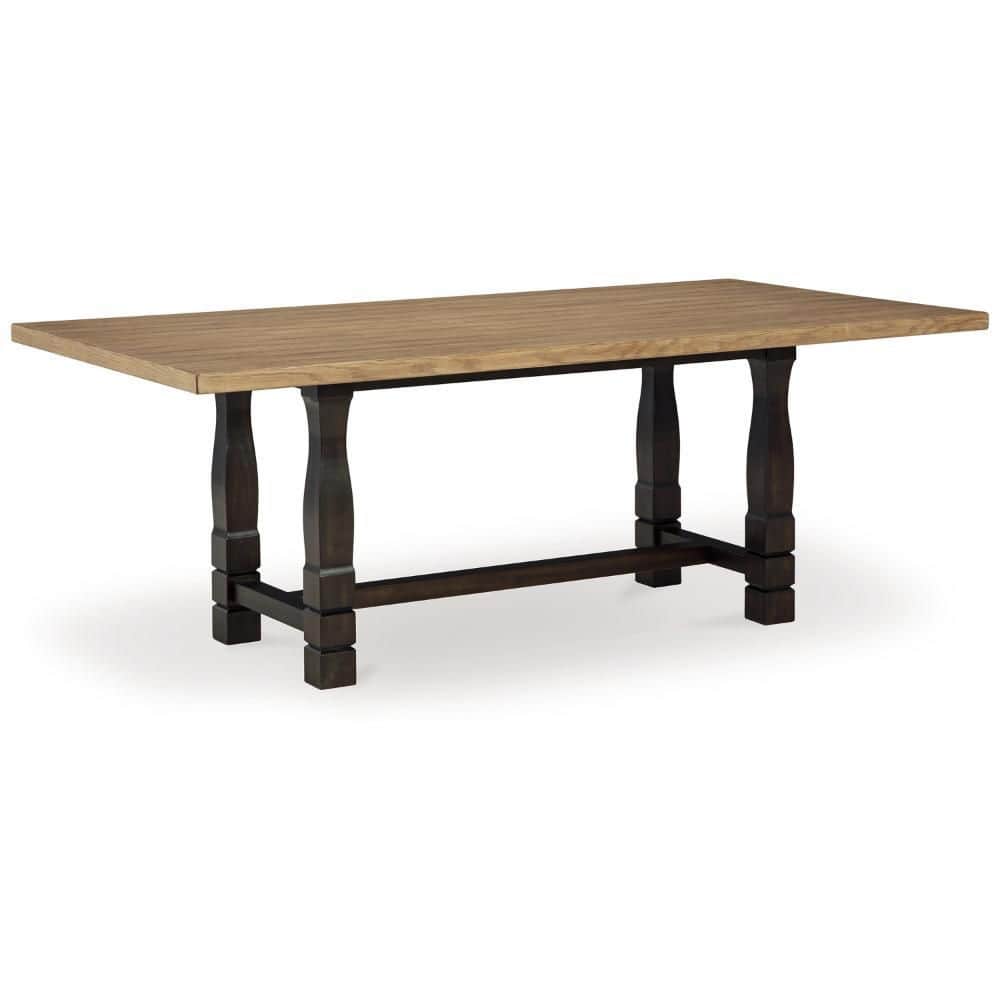 Chary Brown Wood 82 in. Trestle Dining Table Seats 8