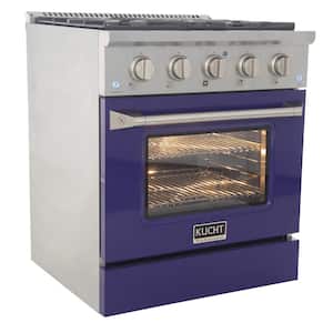 Pro-Style 30 in. 4.2 cu. ft. Natural Gas Range with Sealed Burners and Convection Oven in Blue Oven Door