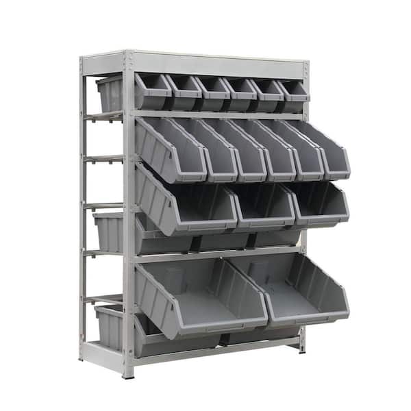 KING'S RACK Gray 6-Tier Boltless Bin Storage System Garage
