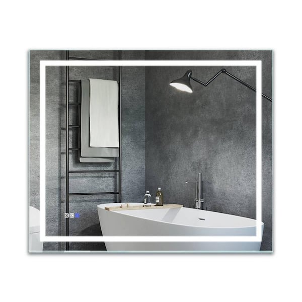 Unbranded 36 in. W x 30 in. H Rectangular Frameless LED Wall Mount Anti-Fog Dimmable Bathroom Vanity Mirror