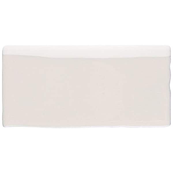 Merola Tile Antic Craquelle Bullnose White 3 in. x 6 in. Glossy Ceramic Wall Tile Trim