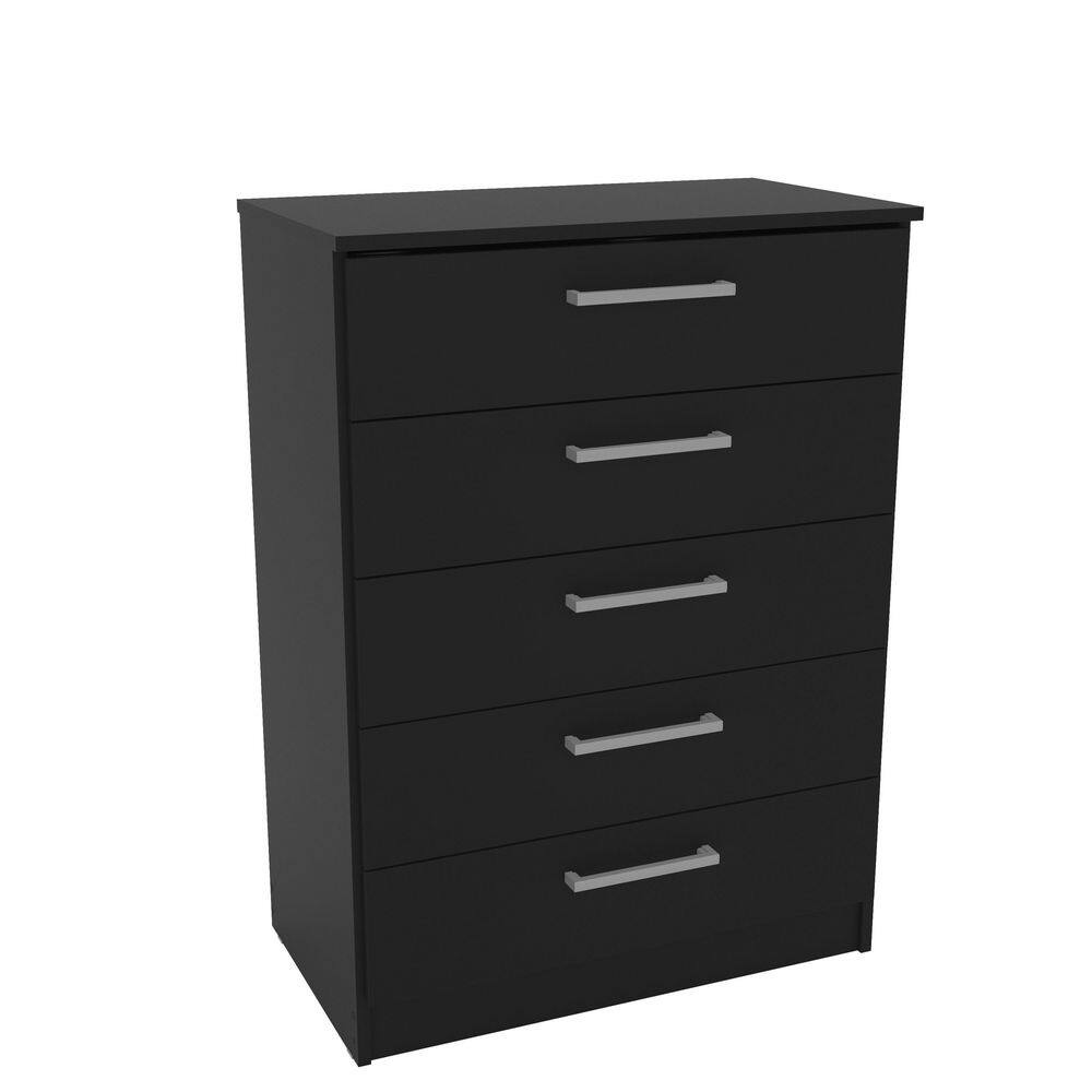 Polifurniture Juliette 5 Drawer Black Chest of Drawers (26.375 in. W x