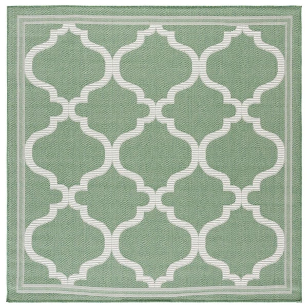 SAFAVIEH Bermuda Green/Beige 7 ft. x 7 ft. Square Border Trellis Indoor/Outdoor Area Rug