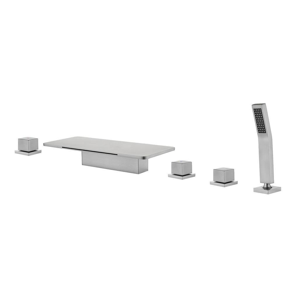 Ami 2-Handle5Hole Tub Deck Mount Roman Tub Faucet with Hand Shower in Brushed Nickel price history on PriceWatchPro