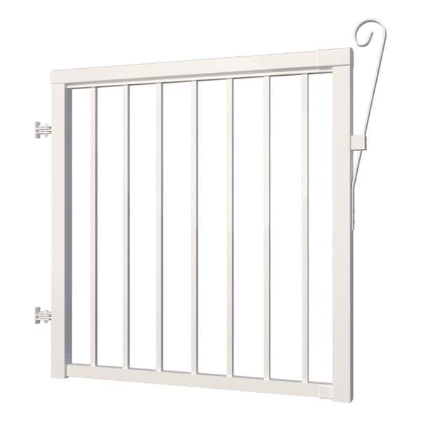 Peak Aluminum Railing 42 in. x 40 in. White Aluminum Deck Railing Picket Gate