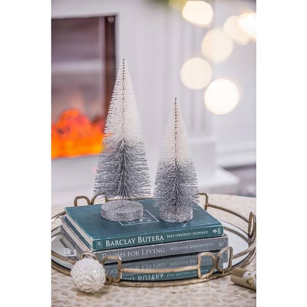 A & B Home Ombre Trees - 13.4 in H - Set of 4 - White/Silver A & B Home Ombre Trees - 13.4 in H - Set of 4 - White/Silver