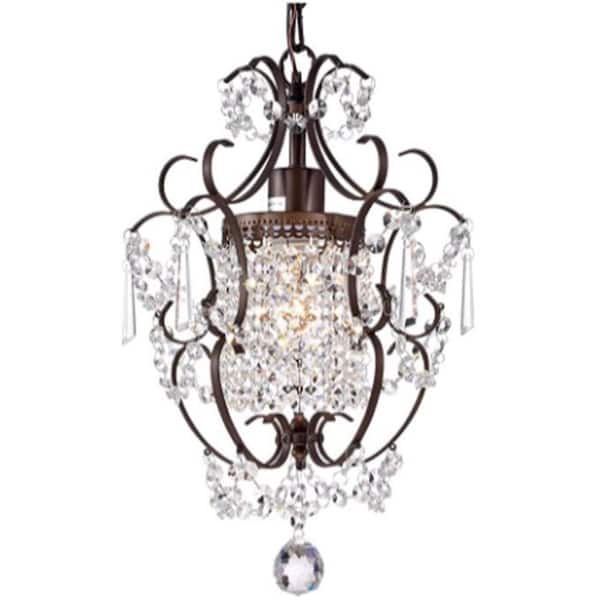 Unbranded 1-Light Rustic Iron Crystal Chandelier with no Bulbs Included