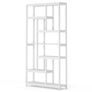 Earlimart 78.7 in. White Wood 7-Shelf Etagere Bookcase with Open Back