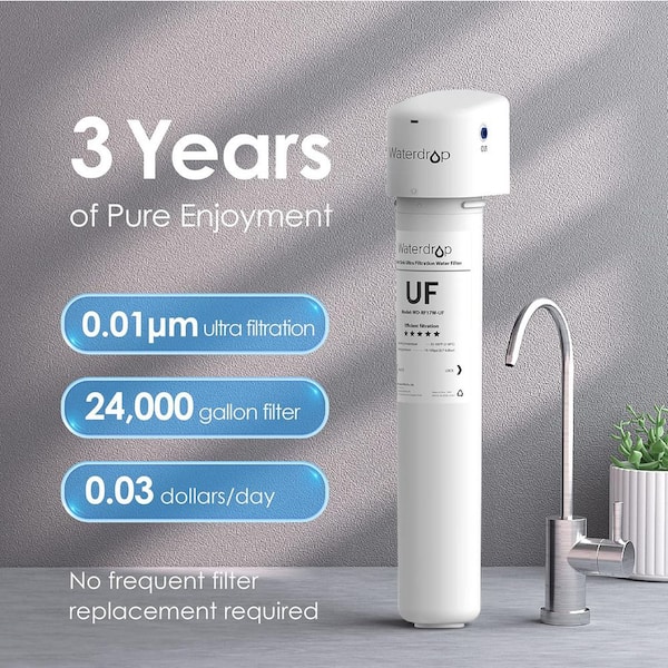24000 Gal. 0.01 m Long Last Ultra Filtration Under Sink Water Filter System with Dedicated Faucet