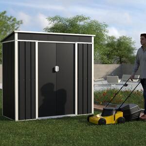 Install metal shed 6 ft. W x 4 ft. D Metal Shed with Sliding Door (24 sq. ft.)