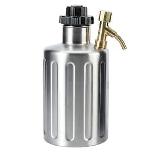 64 oz. Silver Stainless Steel Adjustable Pressure Beer Mini Keg Pressurized Beer Growler with Tap Faucet