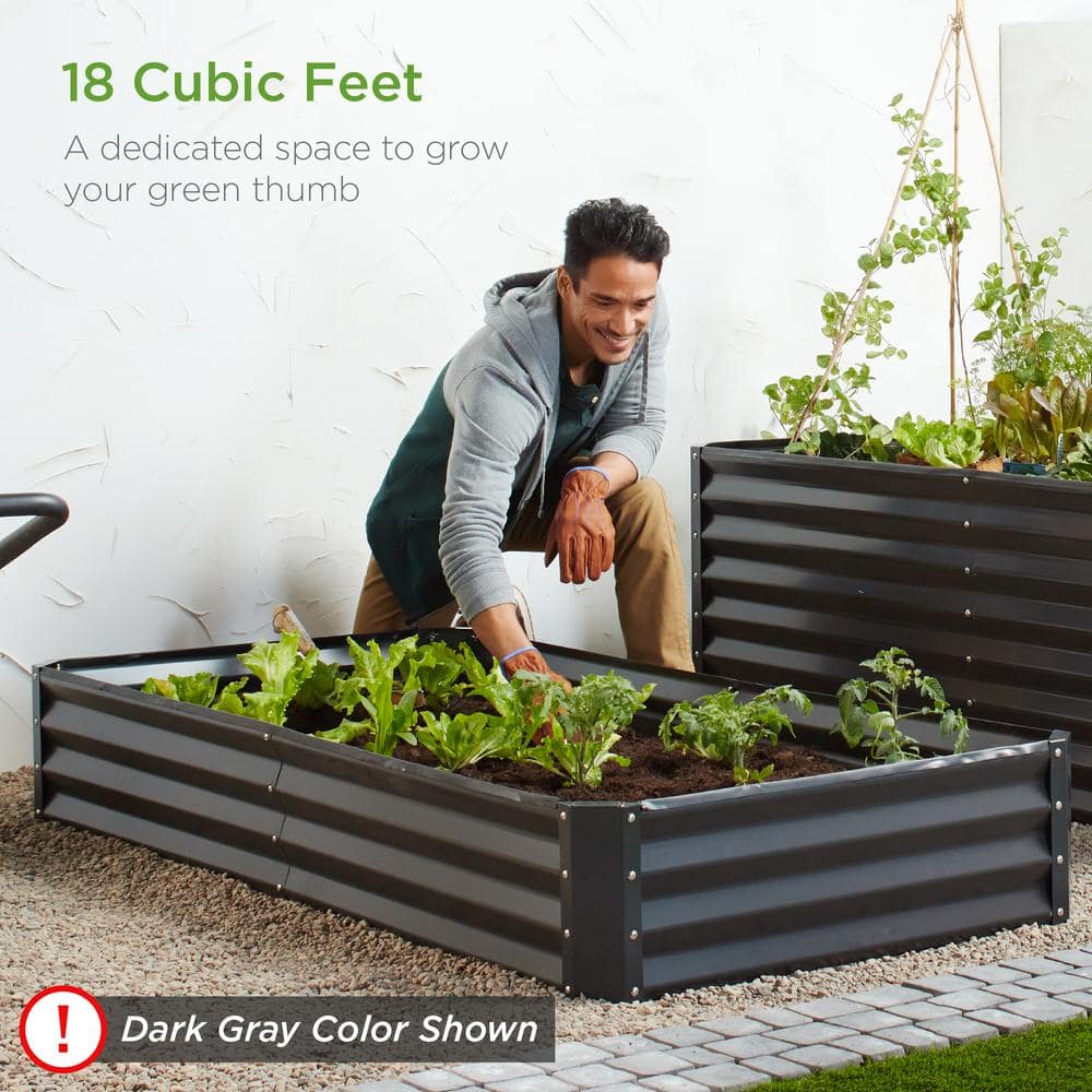 Dark Green Outdoor Steel Raised Garden Bed Planter Box