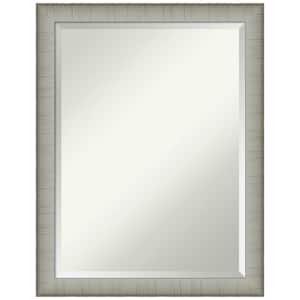 Medium Rectangle Elegant Brushed Pewter Beveled Glass Casual Mirror (27 in. H x 21 in. W)