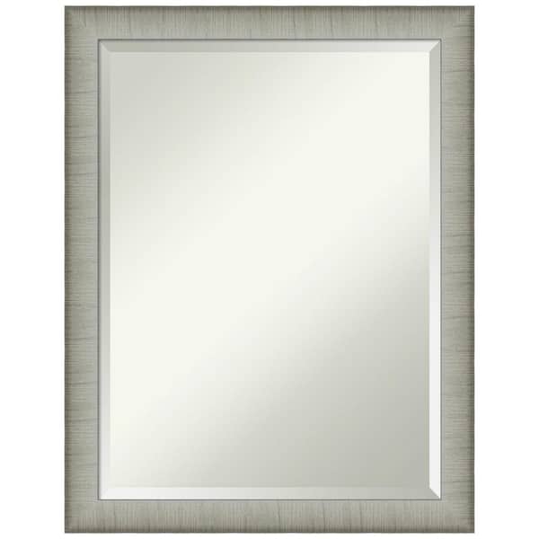 Amanti Art Medium Rectangle Elegant Brushed Pewter Beveled Glass Casual Mirror (27 in. H x 21 in. W)