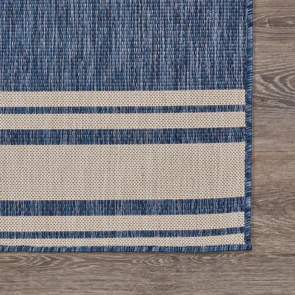 Naira Nautical Navy Blue/White 3 ft. x 5 ft. Navigation Polypropylene Indoor/Outdoor Area Rug
