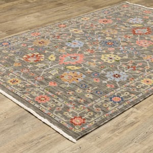 Lavista Gray/Multi-Colored Doormat 3 ft. x 5 ft. Oriental Persian Wool/Nylon Blend Indoor Area Rug