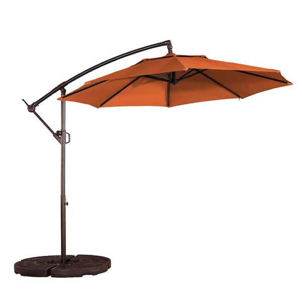 Boyel Living 10 ft. Outdoor Cantilever Hanging Patio Umbrella Waterproof and UV Resistant in Orange