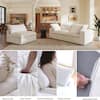Magic Home 118 in. Square Arm 4-Piece Linen L-Shaped Sectional Sofa Cloud Couch in White with Ottoman MH-121WE-S3+OT