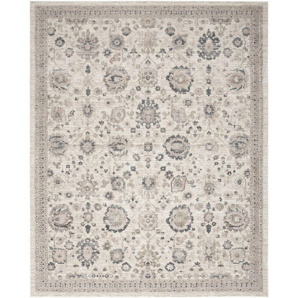 Renewed Ivory Multicolor 8 ft. x 10 ft. Distressed Traditional Area Rug