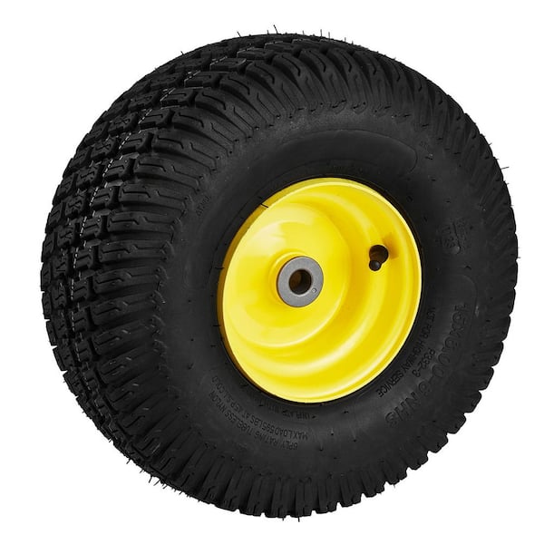 SKYSHALO Lawn Mower Tires with Rim, 15x6-6 in. Tubeless Tractor Tires, 2-Pack Tire and Wheel Assembly, 3 in. Offset Hub