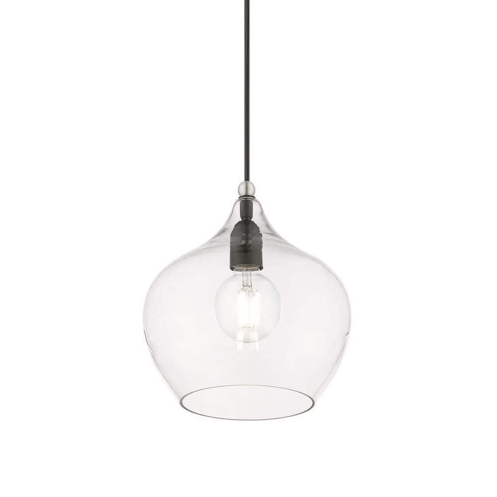 Aldrich Black and Brushed Nickel Glass Pendant Light