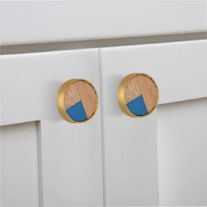 Athena 1-3/5 in. Wood and Azure Cabinet Knob