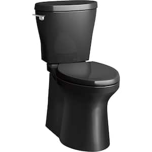 Betello 12 in. Rough In 2-Piece 1.28 GPF Single Flush Elongated Toilet in Black Black Seat Not Included